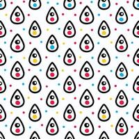Seamless pattern with teardrop shapes and colorful dots on white background. vector