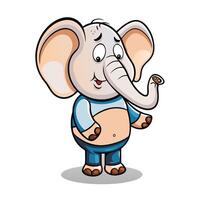 Cute elephant cartoon character with surprised expression vector