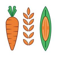 Illustration of carrot, wheat, and corn. vector