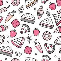 a seamless pattern with various food items ON A WHITE BACKGROUND vector