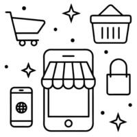 shopping icons set background illustration vector