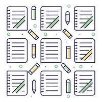 Notebook and Pencil Pattern vector