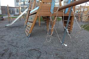 Modern playground with rope ladders photo
