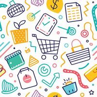 Colorful abstract pattern with business and shopping icons vector