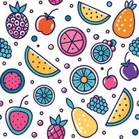 seamless pattern with ON A WHITE BACKGROUND fruit and berries vector