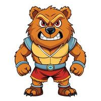 Angry Bear Warrior Cartoon Character vector