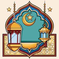 Islamic Design with Lanterns and Crescent Moon vector