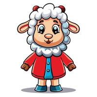 Cute cartoon sheep wearing a warm coat vector