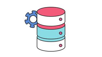 Database symbol animated footage looping flat outline design style in white background video