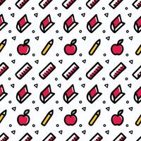 a pattern with school supplies and apples ON A WHITE BACKGROUND vector