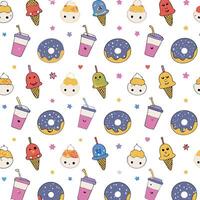 a pattern with ice cream, donuts and other items ON A WHITE BACKGROUND vector