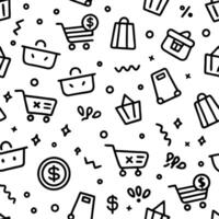 Simple shopping pattern with various items vector
