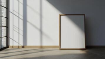Empty Canvas in a Room with Sunlight Streaming Through a Window photo