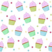 A pattern with cupcakes on it vector