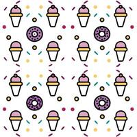 ice cream donuts pattern white background vector