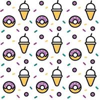 ice cream and donuts pattern on white background vector