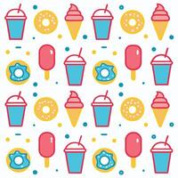 ice cream, donuts and donut pattern vector