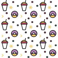 a pattern with donuts and drinks on it vector