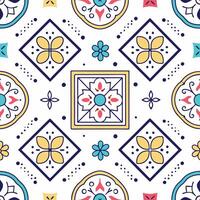 a colorful pattern with geometric shapes and flowers vector