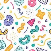 seamless pattern with colorful shapes and shapes white background white background vector