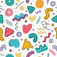 seamless pattern with colorful, shapes white background vector