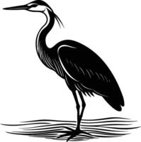Serene Heron Silhouette by the Shallow Summer River vector