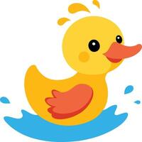 Adorable Duckling Swimming and Splashing Design vector