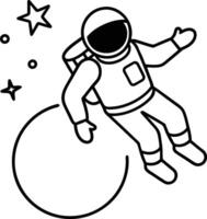 Space Exploration Astronaut Floating in Cosmic Line Art vector
