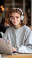 Stylish portrait of a young software developer in a trendy co-working space with natural light photo