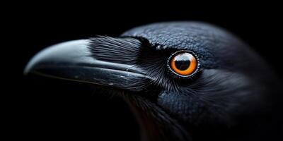 Raven with three eyes captures attention in mysterious dark setting photo
