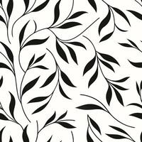 Elegant Black and White Botanical Pattern with Delicate Leaf Motifs vector