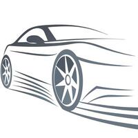 Sleek Sports Car Outline Minimalist Design with Dynamic Features vector