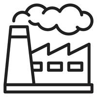 Clean line icon of a factory with a smokestack. Ideal for Labor Day, industry, manufacturing, production, and workplace themes. Perfect for economic and industrial related content. vector