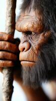Neanderthal exploring the wilderness with a realistic depiction in ultra high definition photo