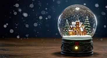 A snow globe with a house inside photo