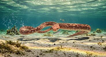 A snake swimming in the sand photo
