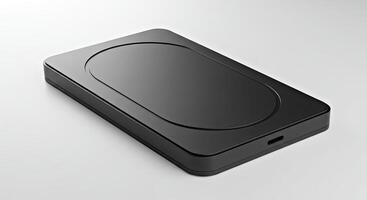 A black device with a circular design on it photo