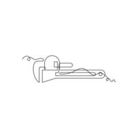 one line art Pipe Wrench illustration. line art, one continuous line, simple, hand drawn and sketch style. for icons, symbols, signs or logos vector