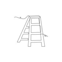 one line art Step Ladder illustration. line art, one continuous line, simple, hand drawn and sketch style. for icons, symbols, signs or logos vector