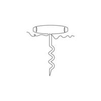 one line art Corkscrew illustration. line art, one continuous line, simple, hand drawn and sketch style. for icons, symbols, signs or logos vector