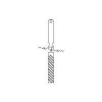 one line art wood file tool illustration. line art, one continuous line, simple, hand drawn and sketch style. for icons, symbols, signs or logos vector
