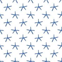 Blue starfish seamless pattern, hand drawn ocean pattern vector