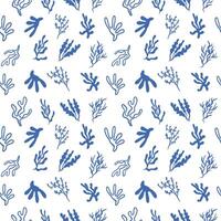 Hand drawn seamless pattern with seaweed, algae vector