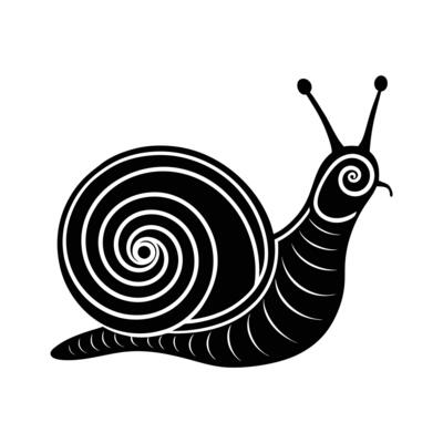 Stylized Snail Silhouette with Spiral Shell - Unique Illustration for Nature, Slow Life, and Wildlife Designs