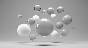 A group of white and gray spheres floating in the air photo