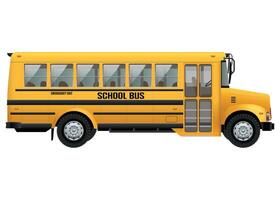 school bus for transporting children yellow color on white background vector
