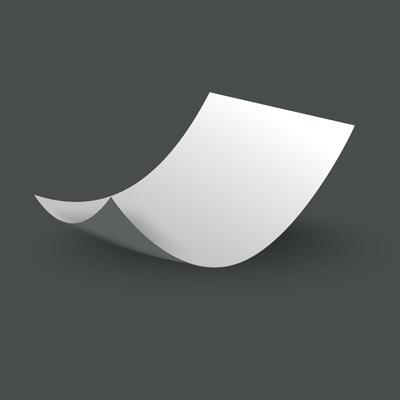 white sheet of paper on a gray background