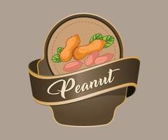 peanut jar sticker in the form of a stylized basket on a light brown background vector
