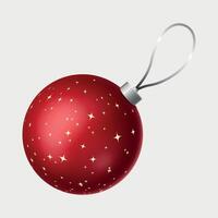 red volumetric glass new year christmas ball on the tree with snowflake pattern vector