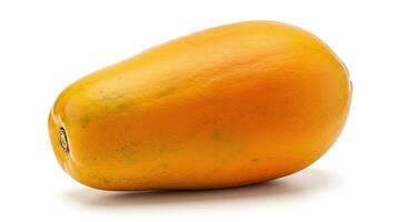 A large orange fruit is shown on a white background photo